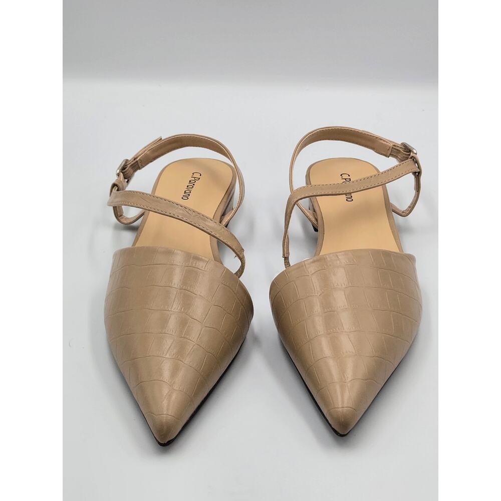 C.Paravano Women’s Slingback Flats Beige Pointed Toe Size 10.5 New